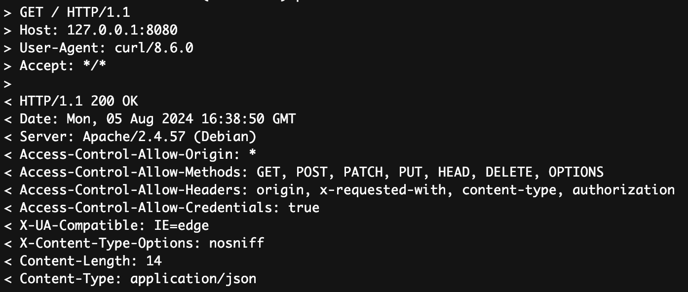 Console cors curl output.