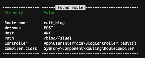 Console output route properties.