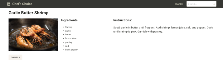 Chef's Choice recipe page.